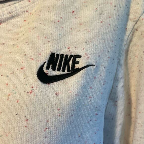 Vintage Nike Funnel Neck Hoodie Sweatshirt Ivory Confetti French Terry Knit M - Picture 5 of 9